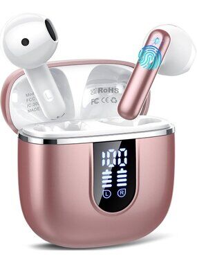 Wireless Rose Gold 40H Playtime 4 ENC Noise Cancelling Mic Bluetooth 5.4 Earbud